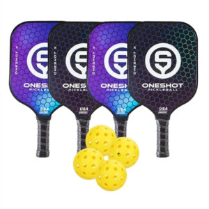 Set of 4 Pickleball Paddles and 4 Balls