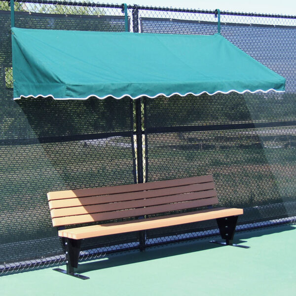 Green tennis court fence cabana