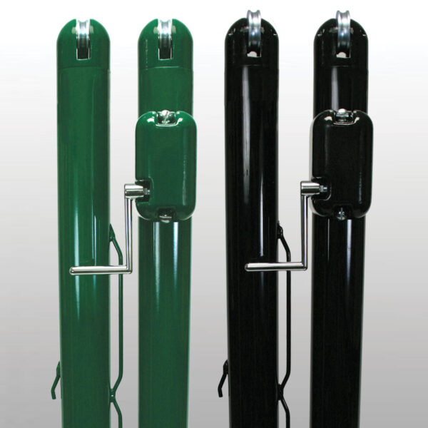 63007Z | National Sports Products Four tall gas cylinders standing upright, two green on the left and two black on the right, each with a metal regulator and support frame.